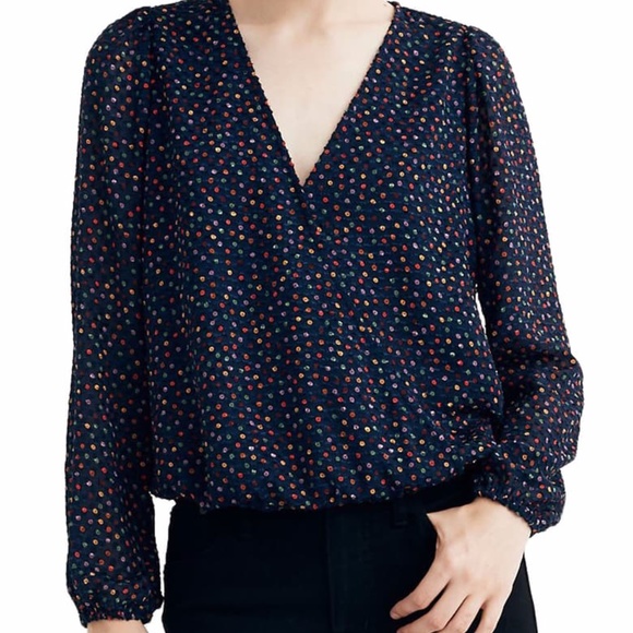 Madewell Tops - Madewell Lyric Wrap Top in Sugar Dot